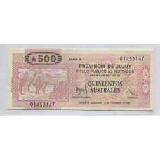 ARGENTINA EC. 019 BONO BILLETE DE EMERGENCIA JUJUY